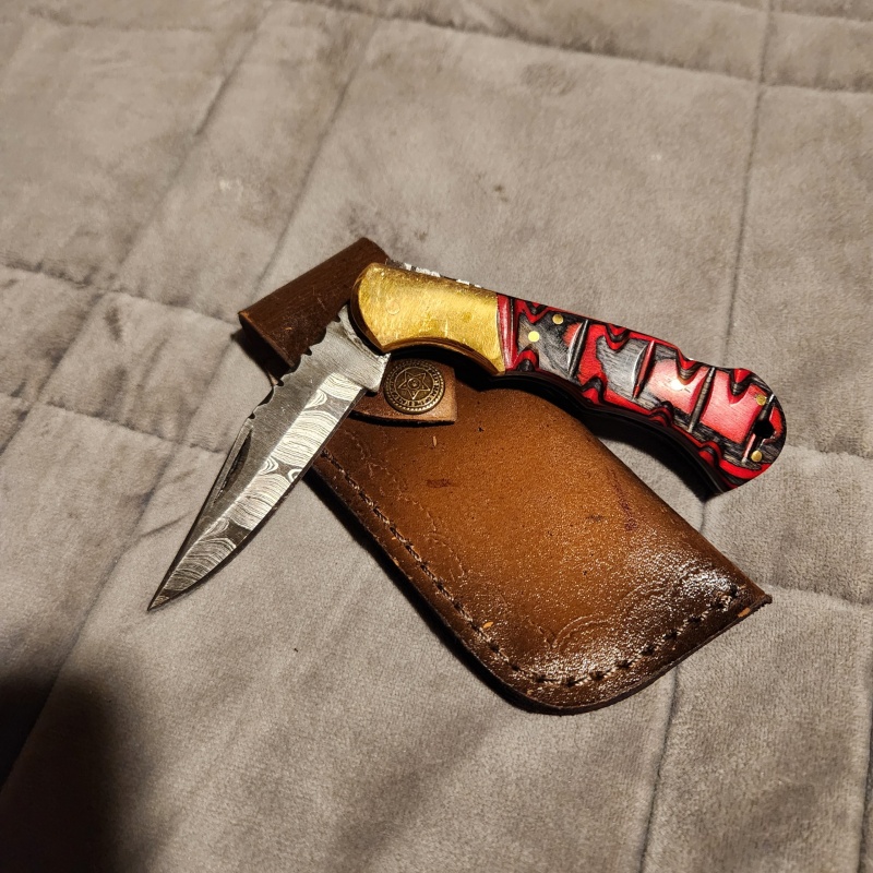 Custom Folding knife 7 1/4" brass gaurd  s-1