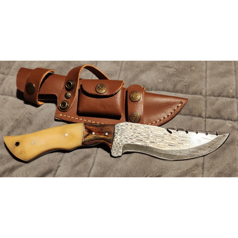 Custom Full tang bohimath 11" Ladder Damascus knife  s-2