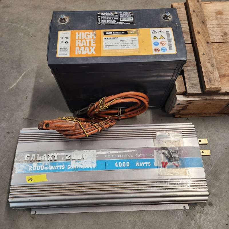 Huge High Rate Max Battery with a Galaxy 2000 2000 Watt Inverter    26-7