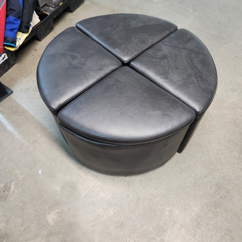 4 Cushioned Stools/Chairs with Storage and a Table     c-42