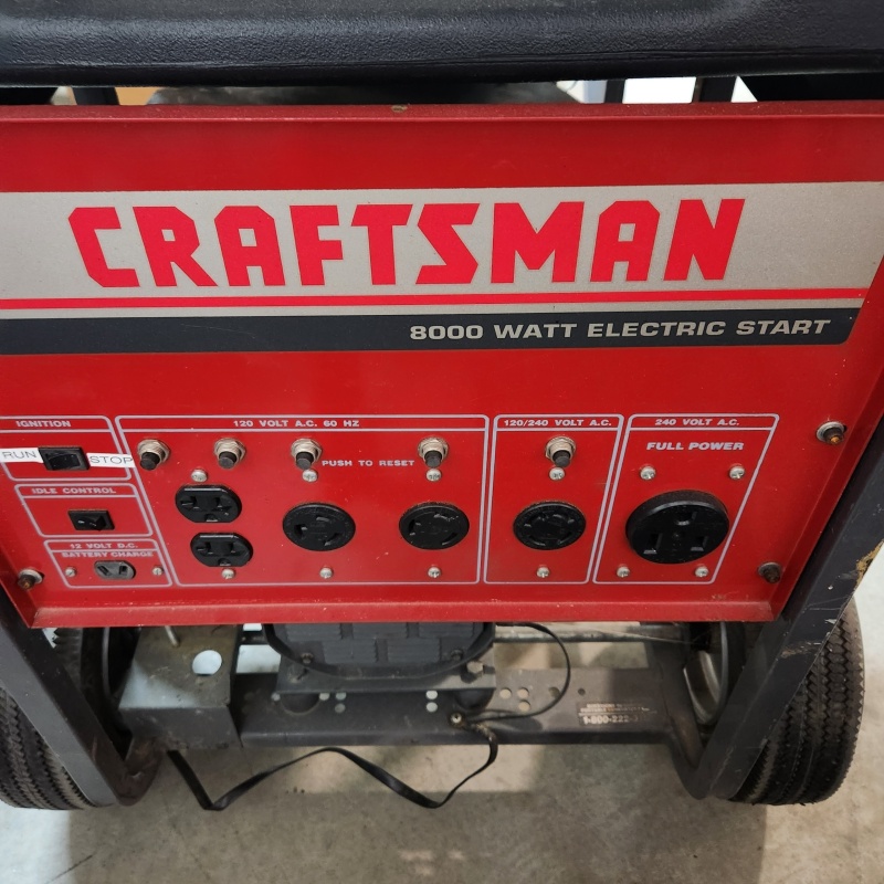 Craftsman 8000 Watt Electric Start Generator Works as should 16Hp     51-1