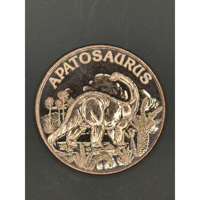 1 Ounce Copper Apatosaurus Round   t8