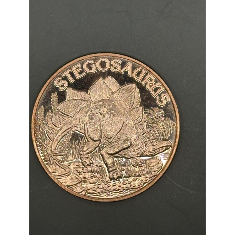 1 Ounce Copper Stegosaurus Round   t2