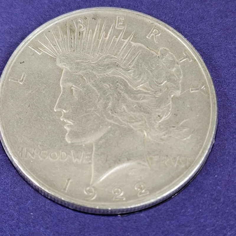 1922 Silver Peace Dollar and stamps  o-4