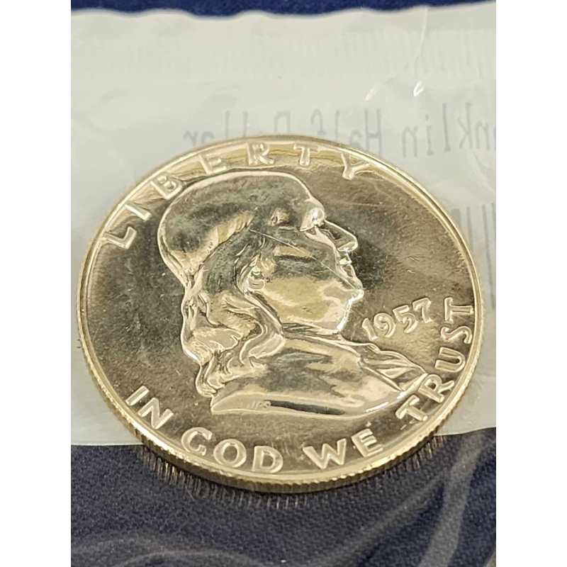 1957 Ben Franklin Half Dollar ch proof 63 o-16