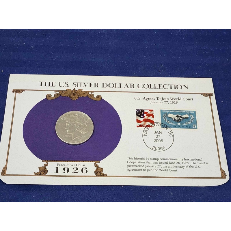 1926 Silver Peace Dollar and stamps  o-3