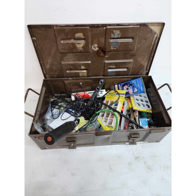 Cannon steel box with tools, lures, rounds and more. 5-16