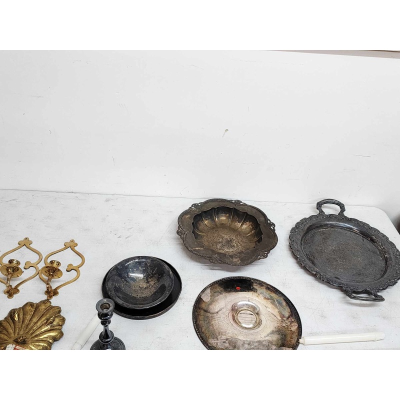 Silver plate and brass lot. 13-3