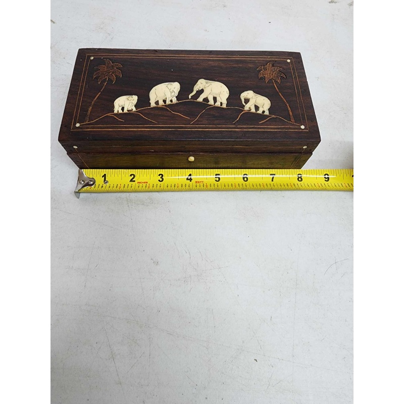 Wooden box with elephant inlay. 15-36