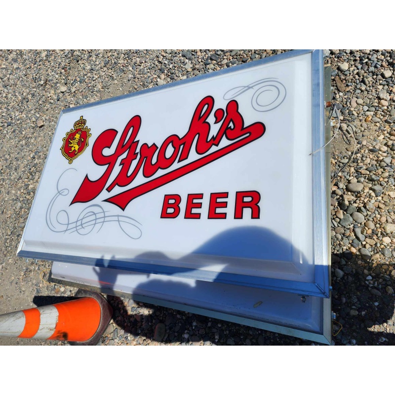 Brand New Old Stock lighted double sided Stroh's beer sign