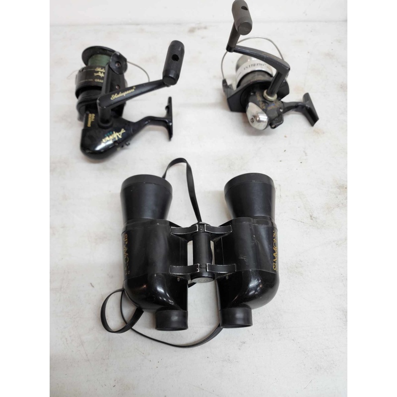 Binoculars and fishing reels. D-30