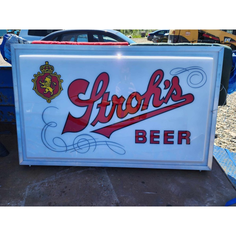 Brand New Old Stock lighted double sided Stroh's beer sign
