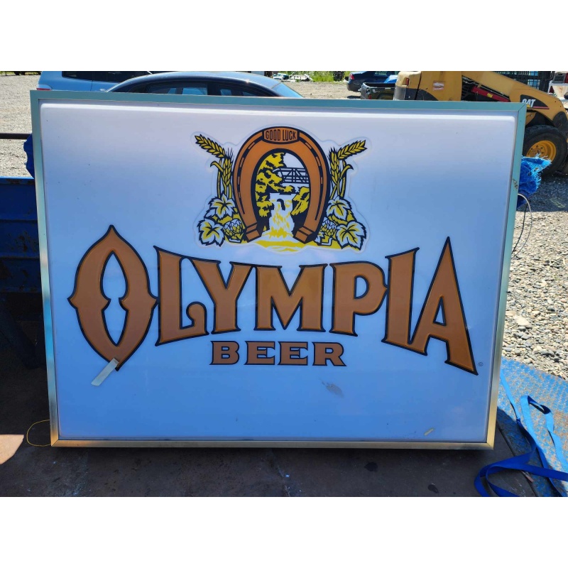 Brand New Old Stock lighted Olympia beer sign dbl sided